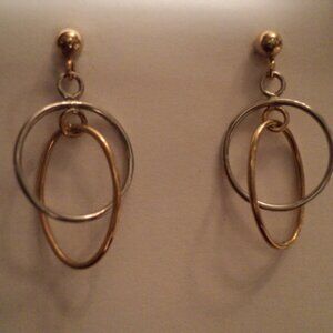 14K White and Yellow Gold Hoop Earrings